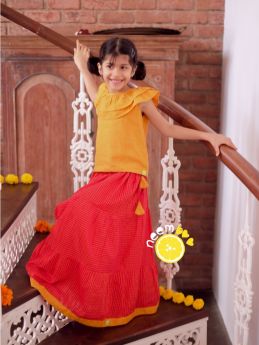 Neemboo Zesty Festy Lehenga Set - Mustard Red