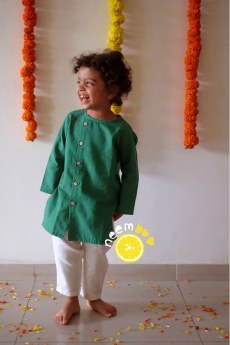 Neemboo Zesty Festy Kurta - Green-1-2 Years