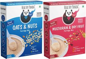 HEALTHY PANDA-Organic Multigrain Dry fruit Baby Cereal (400G) + Oats & Nuts Baby Food (400g) Cereal  (800 g, Pack of 2, 6+ Months) - 100% Fresh & Natural