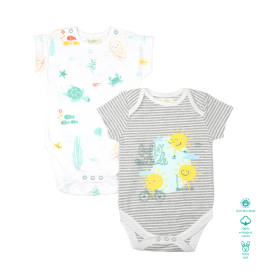 Greendeer-Organic Beachy Bodysuits : Set of 2-1-3 Months