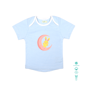 Greendeer-Organic Blue Stripes T-Shirt : Sleepy Bunny-6-12 Months