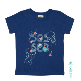 Greendeer-Organic Dark Blue Melange T-Shirt : SOS Sea-2-3 Years