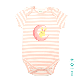 Greendeer-Organic Peachy Stripes Bodysuit : Sleepy Bunny-1-3 Months