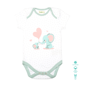 Greendeer-Organic Starry White Bodysuit  Mamma & Baby Elephant