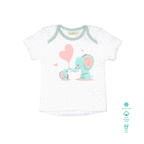 Greendeer-Organic Starry White Tee  : Mamma & Baby Elephant