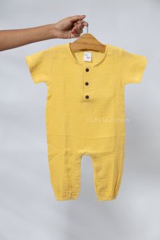 Fluffy Munchkin-Half sleeves Romper-0-3 Months-Yellow