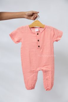 Fluffy Munchkin-Half sleeves Romper-0-3 Months-Peach