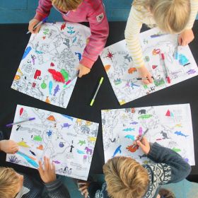Pink Parrot Kids-placemat set of 4 - world map