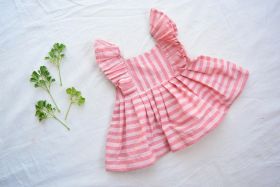 Sankalpa Art Village-Frill Frock-0-12 Months-Fuschia Pink