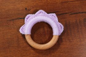 Plumtales HANDMADE RUFFLE WOODEN TEETHER - LILAC