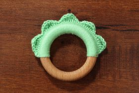 Plumtales HANDMADE RUFFLE WOODEN TEETHER - PISTACHIO