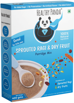 HEALTHY PANDA-Organic Sprouted Ragi Dry fruit Porridge (400 g) / Sprouted Ragi Powder for babies / Baby cereal/ Sprouted Ragi  / Toddler food/ / Baby food / Baby cereal 6 months + / 100% Fresh & Natural