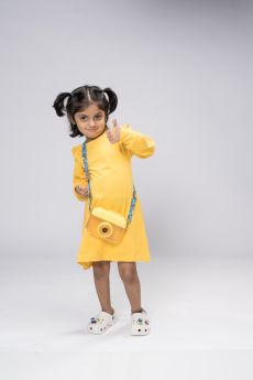 Totle-Girls Frock-FK-05-3-4 Years-Yellow