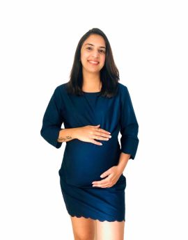 Chicmomz-Royal Blue Cut Style Short Maternity Dress 