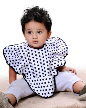 BIBADUMM-Polka Dots Ruffle Feeding Apron Bib