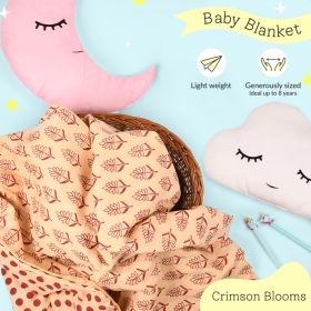 SuperBottoms Reversible Baby Blanket for Kids up to 7 years, 100% Mulmul Cotton & Lightweight Baby Quilt- Crimson Blooms