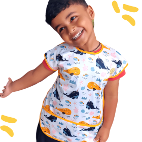 BIBADUMM-Sea Animals Half Sleeve Feeding Apron Bib