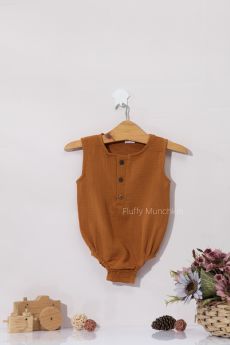 Fluffy Munchkin-Sleeveless Onesies-0-3 Months-Brown