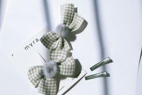 Myra Miracles-Stitched Ribbon Hairclip - Grey