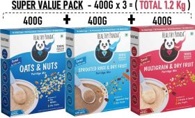HEALTHY PANDA -Super saver Assorted Baby food Combo- Organic Sprouted Ragi & Dryfruit baby cereal (400G) + Oats & Nuts Baby Food (400g) Multigrain dryfruit baby sathu maavu (400G)- (1200 g, Pack of 3, 6+ Months) - 100% Fresh & Natural