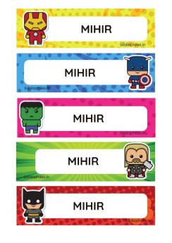 Bibliophiles Superhero Personalised Name Stickers