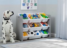 Delta Children Deluxe 9 Plastic Bin Organizer - Grey/White