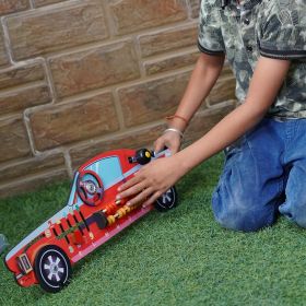 The Funny Mind 7+ Activities Wooden Racing Red Sports Car Toy Busy Board For Kids and Toddlers | Montessori Educational Sensory Activity Busy Board | Preschool Basic Skills Learning | Colorful, Sturdy, Safe,& Certified