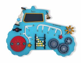 The Funny Mind Tracto Tractor Wooden Busy Board For Fun Game With More Than 10 Activities with Stand - Montessori Educational Toy For Kids and Toddlers- Sensory Toys for kids - Colorful, Durable, Safe and Certified