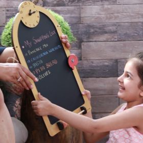 The Funny Mind Wooden Multipurpose Antique Black Chalk Board with Chalk and Duster for Kids, Adults, Home, Restaurant, and Kitchen Chalk Board for Decoration 50 X 27 cm