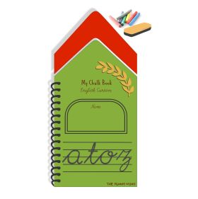 The Funny Mind Hut Shape Wooden A to Z Small Cursive Letters Reusable Chalk Book for Preschool, Early Learners, and Montessori Kids, Tracing Slate, Cursive Writing Practice Book