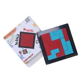 The Funny Mind Wooden 3D Nano Puzzle Board| 4.5” Mini Square Geometric Jigsaw Puzzle |Multicolor Tangram Building Blocks Educational Game for Montessori, Nursery and Pre Schools Kids and Toddlers