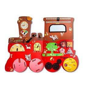 The Funny Mind Giant Talking Train Busy Board Activity Wall Panel For Kids | Home Learning Montessori Sensory Wall Activity Center For Décor, Play, Learn, and Write | 25+ Activity Wall Mounted Toy Set