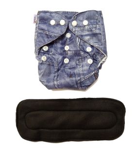 Bumtails by Lil Amigos Nest - Denim Washable & Reusable Solid Pocket Cloth Diapers with Inserts