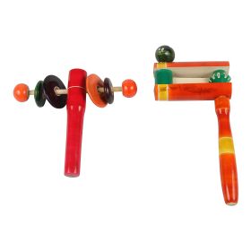 Channapatna Toys Wooden Baby Rattles ( 0+ years) - Set of 2 pcs - Multicolor - Develops Sensory Skills, Discover Sounds | Loud Sound Making Toys 2 Pcs-UO-ISZS-BXF0