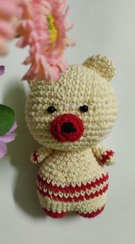 Vi_crea-Crochet Teddy Bear Soft toy-Half White/Cream