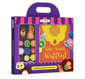 Bloomingo- Waffle Kit   - Waffle-making activity kit | Waffle maker toy | Pretend play cooking activity set | Puzzles and games | Gifts for boys and girls | Ages 3-7
