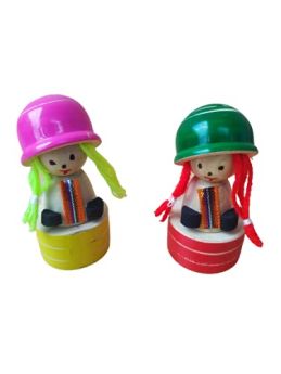 Channapatna Toys Handmade Non toxic Wooden Toys for Kids | 2 Pcs Doll Sharpener | Hand Pencil Sharpener for Kids/Return Gift/School/Home and Office Supply-WDS001