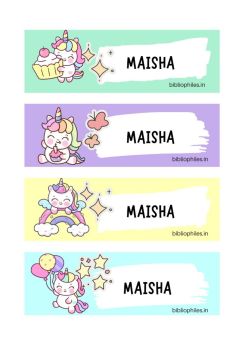 Bibliophiles Unicorn Personalised Name Stickers