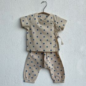 WHITEWATER KIDS UNISEX ORGANIC INDIGO BEIGE POLKA ANGRAKHA + POLKA PANTS