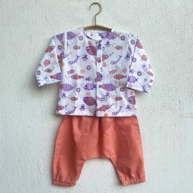 WHITEWATER KIDS UNISEX ORGANIC KOI PEACH PRINT KURTA +  PANTS