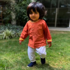 whitewater kids unisex organic madder kurta + white pants