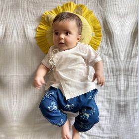 whitewater kids unisex organic zoo bag - zoo and white angrakha + zoo pants-0-3 months