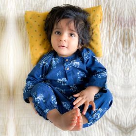 whitewater kids unisex organic zoo bag - zoo and white kurta + zoo pants-6-9 months