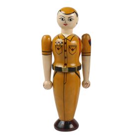 Channapatna Toys Wooden Indian Female Police Doll for kids (3 Years+) 9 inch khaki color-- Learning the professions-WIFPD001