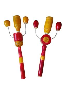 Channapatna Toys Wooden rattle toys for new born babies/Infants (0+ years) - set of 2 pcs - multicolor - Discover Sounds, Develops Sensory Skills-WRS0001