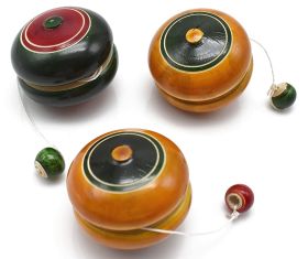 Channapatna Toys Wooden Yo-Yo Toy for Kids (3 Years+) - Set of 3 pcs - Multicolor -Curiosity & Fine Motor Skills-WYY3001