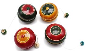 Channapatna Toys Wooden Yo-Yo Toy for Kids (3 Years+) - Set of 4 pcs - Multicolor -Curiosity & Fine Motor Skills-WYY4001