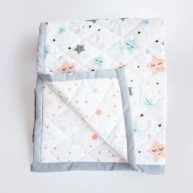 Yellow Doodle-Twinkly Stars - Reversible Comfort Quilt