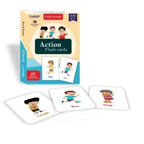 Clapjoy Action Double Sided Flash Cards for Kids | Easy & Fun Way of Learning| Return Gift for Kids Ages 2-6 Years Old Boys and Girls