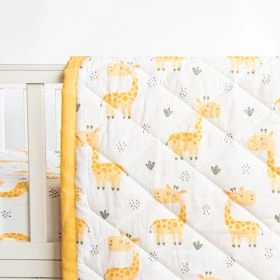 Yellow Doodle-Baby Giraffe - Reversible Comfort Quilt